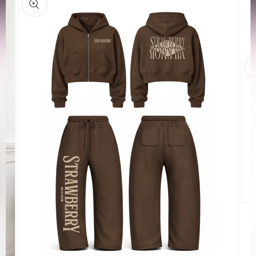 Strawberry Milk Mob Brown Sweatpants - Picture 2 of 4